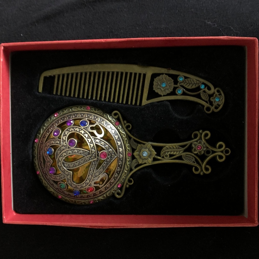 Turkish Antique Mirror and Brush NEW